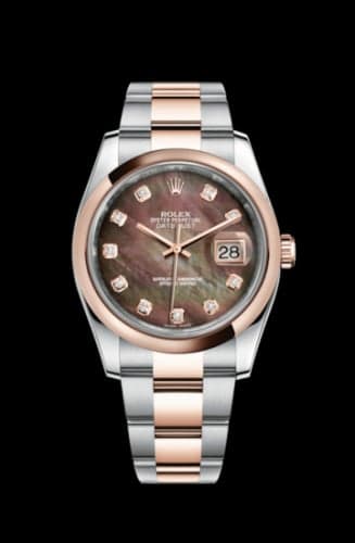 Rolex Datejust 36 Rolesor Everose Domed / Oyster / Black MOP
