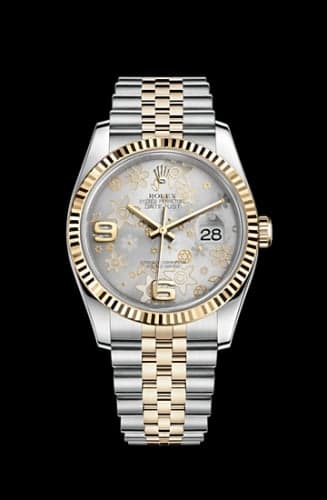 Rolex Datejust 36 Rolesor Yellow Fluted / Jubilee / Silver Floral