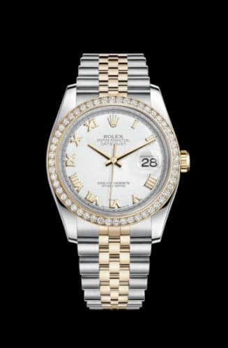 Rolex Datejust 36 Rolesor Yellow Diamond / Jubilee / White Roman