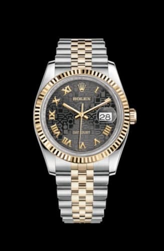 Rolex Datejust 36 Rolesor Yellow Fluted / Jubilee / Black Computer Roman