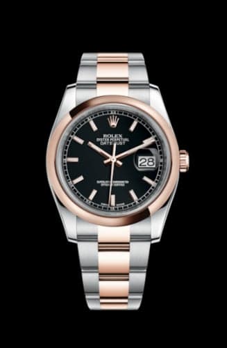 Rolex Datejust 36 Rolesor Everose Domed / Oyster / Black