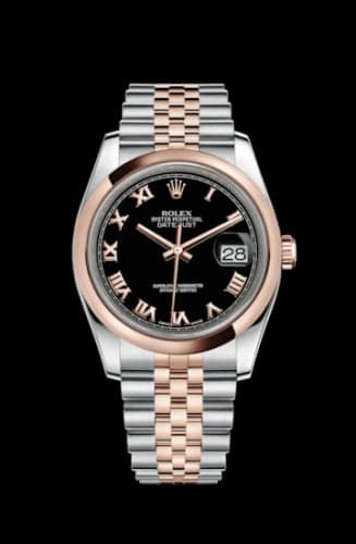 Rolex Datejust 36 Rolesor Everose Domed / Jubilee / Black Roman