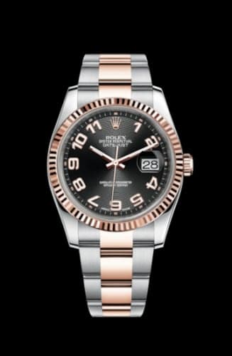 Rolex Datejust 36 Rolesor Everose Fluted / Oyster / Black Arabic