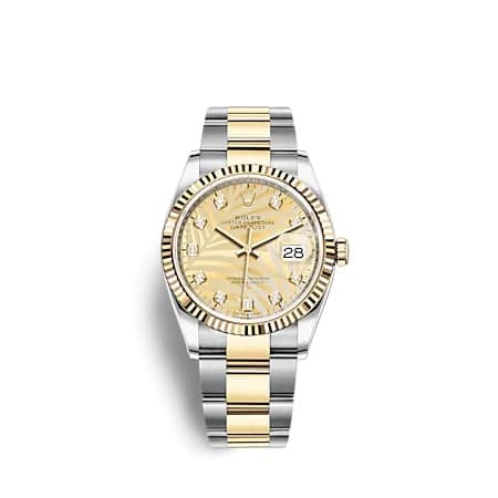 Rolex Datejust 36 Stainless Steel - Yellow Gold - Fluted / Champagne - Palm - Diamond / Oyster