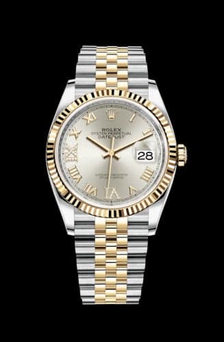 Rolex Datejust 36 Stainless Steel / Yellow Gold / Fluted / Silver Roman Diamond / Jubilee