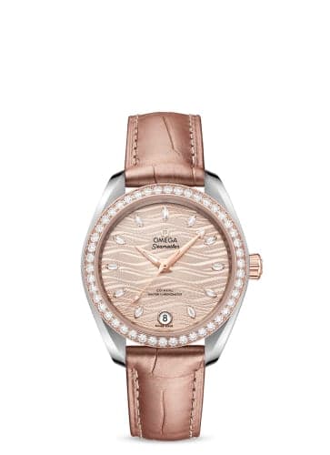 Omega Seamaster Aqua Terra 150M Master Chronometer 34 Stainless Steel / Sedna Gold / Diamond / Grey - Diamond / Alligator