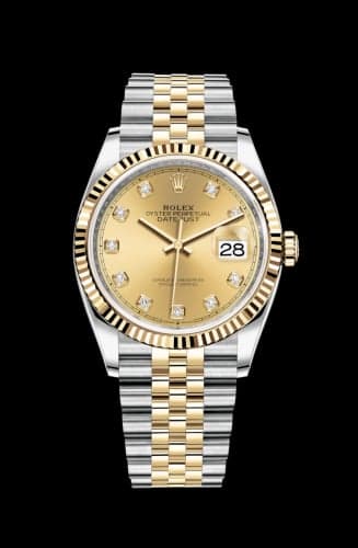 Rolex Datejust 36 Stainless Steel / Yellow Gold / Fluted / Champagne Diamond / Jubilee