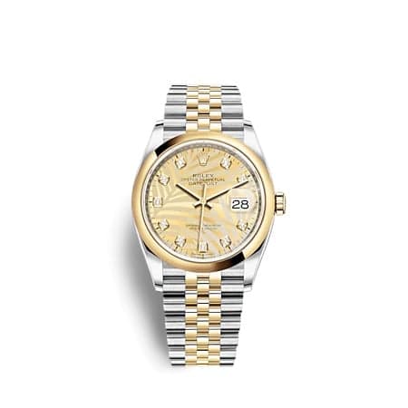 Rolex Datejust 36 Stainless Steel - Yellow Gold - Domed / Champagne - Palm - Diamond / Jubilee