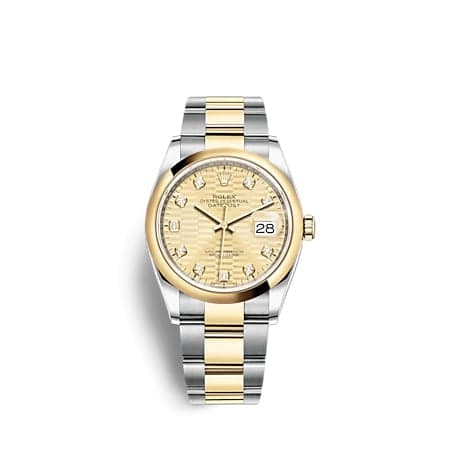 Rolex Datejust 36 Stainless Steel - Yellow Gold - Domed / Champagne - Fluted - Diamond / Oyster