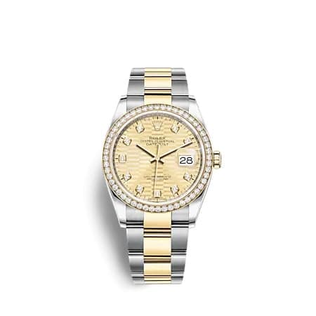 Rolex Datejust 36 Stainless Steel - Yellow Gold - Diamond / Champagne - Fluted - Diamond / Oyster