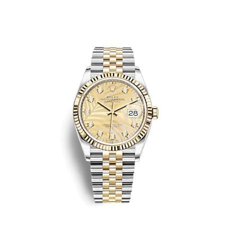 Rolex Datejust 36 Stainless Steel - Yellow Gold - Fluted / Champagne - Palm - Diamond / Jubilee