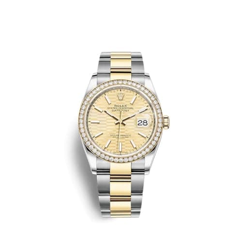 Rolex Datejust 36 Stainless Steel / Yellow Gold / Diamond / Champagne - Fluted / Oyser