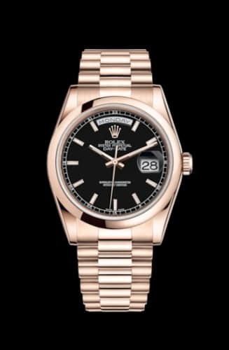 Rolex Day-Date 36 Everose Domed / President / Black