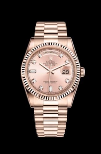 Rolex Day-Date 36 Everose Fluted / President / Pink Diamonds