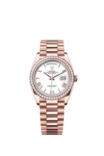 Rolex Day-Date 36 Everose Gold / Diamond / White - Roman / President