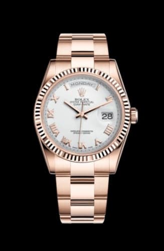 Rolex Day-Date 36 Everose Fluted / Oyster / White Roman