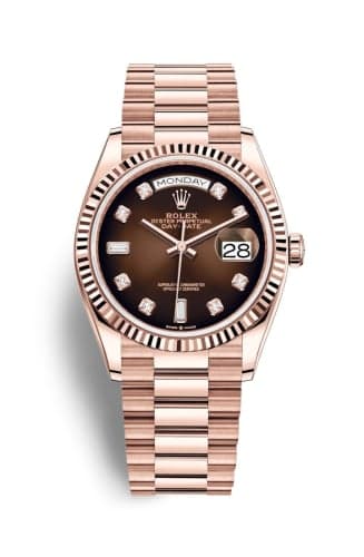 Rolex Day-Date 36 Everose Gold / Fluted / Brown Ombré-Diamond / President