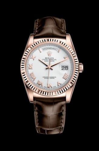 Rolex Day-Date 36 Everose / Strap / White Roman