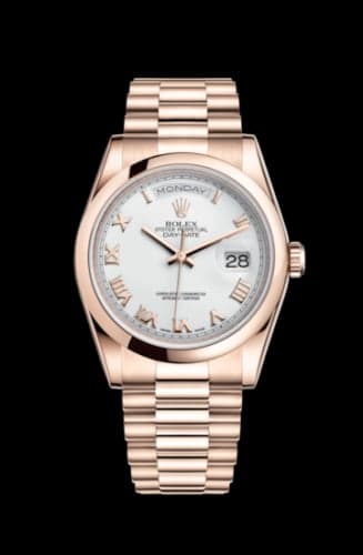 Rolex Day-Date 36 Everose Domed / President / White Roman