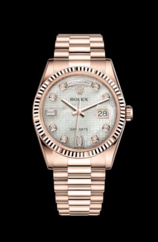 Rolex Day-Date 36 Everose Fluted / President / Oxford MOP