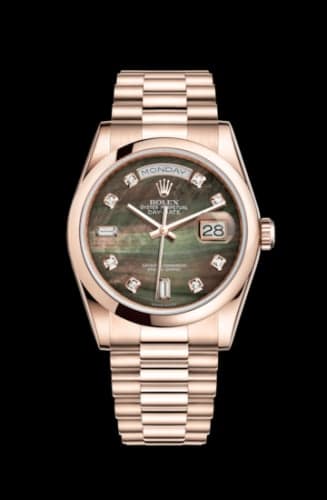 Rolex Day-Date 36 Everose Domed / President / Black MOP