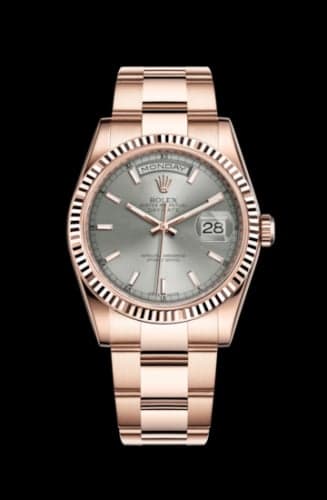 Rolex Day-Date 36 Everose Fluted / Oyster / Grey