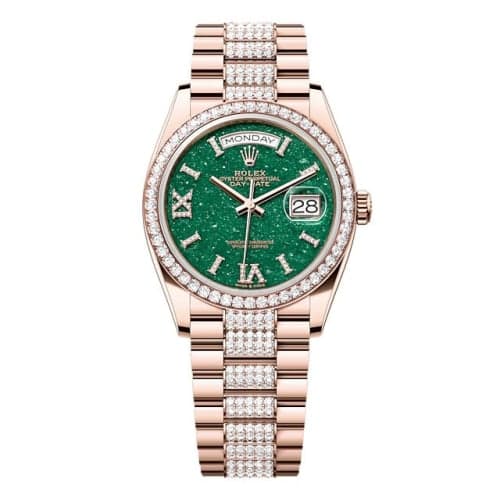 Rolex Day-Date 36 Everose Gold - Diamond / Green Aventurine / President - Diamond
