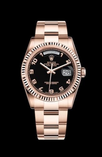 Rolex Day-Date 36 Everose Fluted / Oyster / Black Arabic