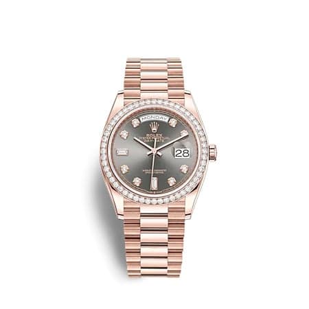 Rolex Day-Date 36 Everose Gold - Diamond / Slate - Diamond / President