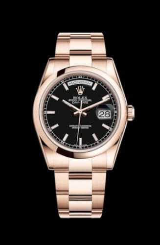 Rolex Day-Date 36 Everose Domed / Oyster / Black
