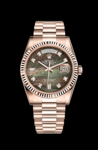 Rolex Day-Date 36 Everose Fluted / President / Tahitian MOP