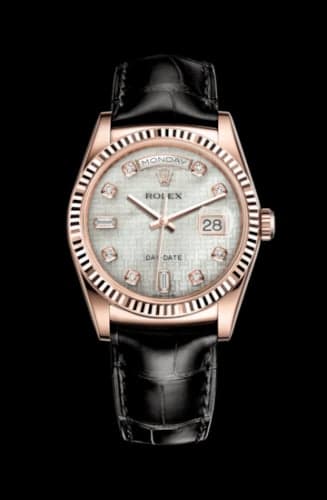 Rolex Day-Date 36 Everose Fluted / Strap / Oxford MOP