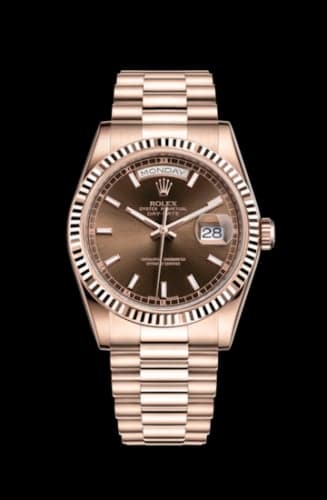 Rolex Day-Date 36 Everose Fluted / President / Chocolate