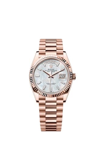 Rolex Day-Date 36 Everose Gold - Fluted / MOP - Baguette / President