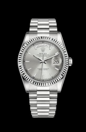 Rolex Day-Date 36 White Gold Fluted / President / Silver