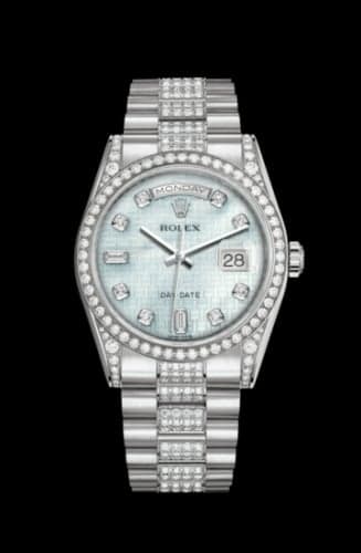 Rolex Day-Date 36 White Gold Diamond / President Diamonds / Oxford MOP