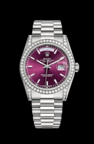 Rolex Day-Date 36 White Gold Diamonds / President / Cherry