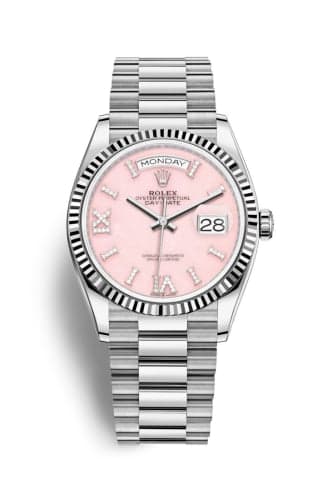 Rolex Day-Date 36 White Gold / Fluted / Opal-Diamond / President