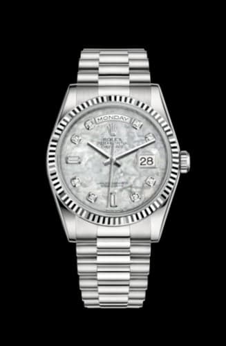 Rolex Day-Date 36 White Gold Fluted / President / MOP