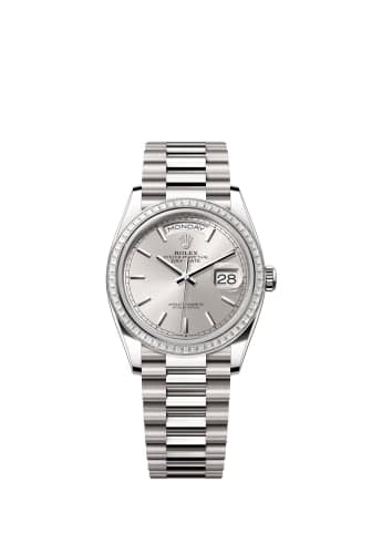 Rolex Day-Date 36 White Gold - Baguette / Silver / President