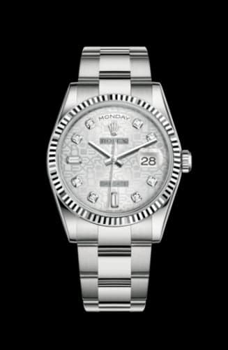 Rolex Day-Date 36 White Gold Fluted / Oyster / Silver Computer