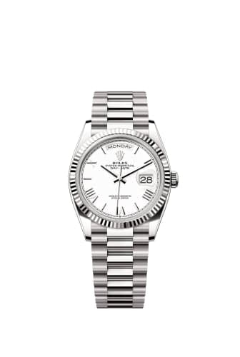 Rolex Day-Date 36 White Gold - Fluted / White - Roman / President