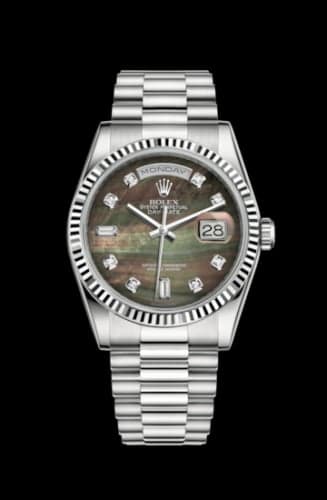 Rolex Day-Date 36 White Gold Fluted / President / Black MOP