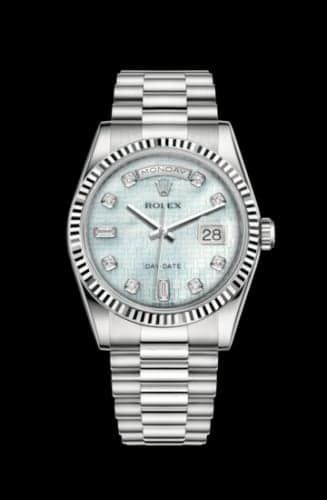 Rolex Day-Date 36 White Gold Fluted / President / Oxford MOP