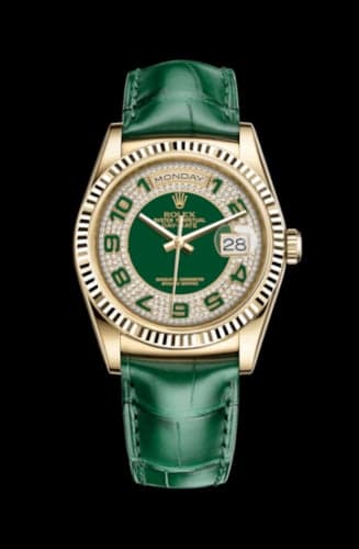 Rolex Day-Date 36 Yellow Gold / Strap / Green Arabic