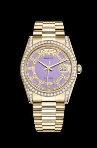 Rolex Day-Date 36 Yellow Gold Diamonds / President / Lavender Jade Carousel