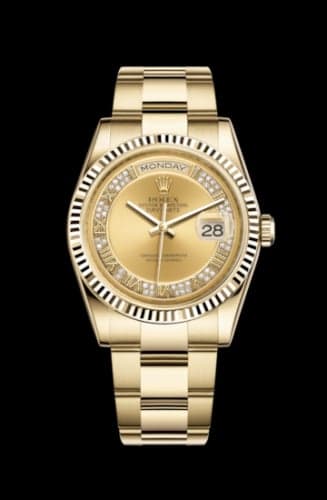 Rolex Day-Date 36 Yellow Gold Fluted / Oyster / Champagne Diamond