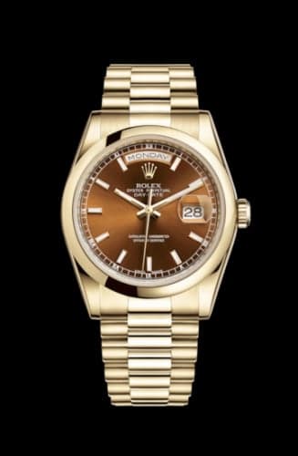 Rolex Day-Date 36 Yellow Gold Domed / President / Cognac