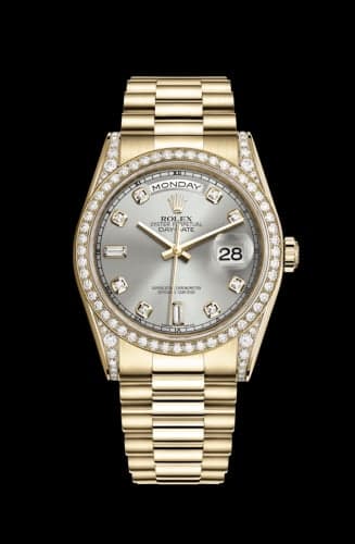 Rolex Day-Date 36 Yellow Gold Diamonds / President / Silver Diamond