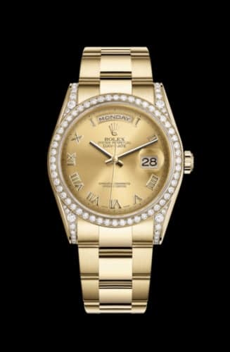 Rolex Day-Date 36 Yellow Gold Diamonds / Oyster / Champagne Roman